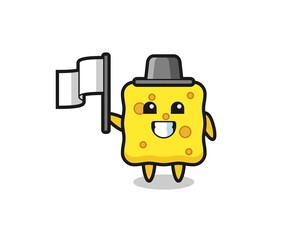 Cartoon character of sponge holding a flag
