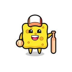 Cartoon character of sponge as a baseball player