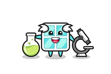 Mascot character of window as a scientist