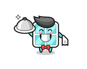 Character mascot of window as a waiters