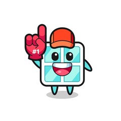 window illustration cartoon with number 1 fans glove