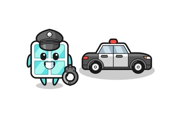 Cartoon mascot of window as a police