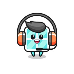 Cartoon mascot of window as a customer service