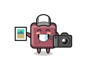 Character Illustration of leather wallet as a photographer