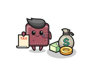 Character cartoon of leather wallet as a accountant