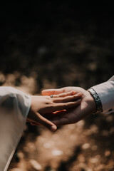 two lover holding hand  in park