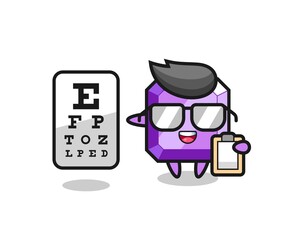 Illustration of purple gemstone mascot as an ophthalmology