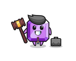 Fototapeta premium Illustration of purple gemstone mascot as a lawyer