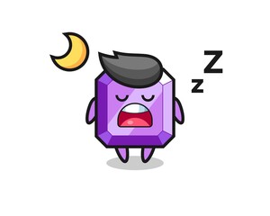 purple gemstone character illustration sleeping at night
