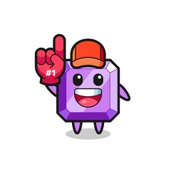 purple gemstone illustration cartoon with number 1 fans glove