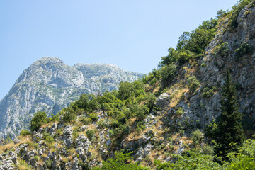 View of the mountains and sky. Beautiful mountain landscape Kotor, Montenegro.