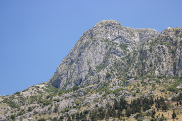 View of the mountains and sky. Beautiful mountain landscape Kotor, Montenegro.