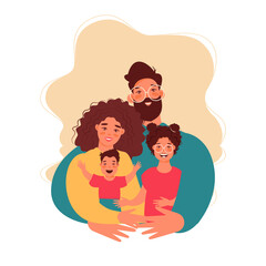 Happy family with kids -family health and wellness -modern flat vector concept digital illustration of a happy family of parents and children. Happy family day

