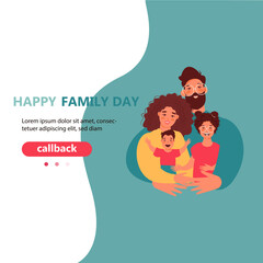Happy family with kids -family health and wellness -modern flat vector concept digital illustration of a happy family of parents and children. Happy family day