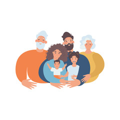 Happy family with kids -family health and wellness -modern flat vector concept digital illustration of a happy family of parents and children. Happy family day

