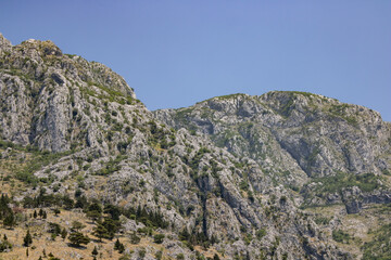 View of the mountains and sky. Beautiful mountain landscape Kotor, Montenegro. 