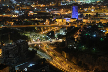 Fototapeta na wymiar Night city, view from Mount Carmel, Haifa.
