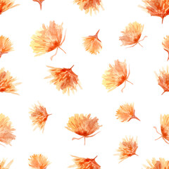 Obraz premium Watercolor orange autumn seamless pattern. Template for decorating designs and illustrations.
