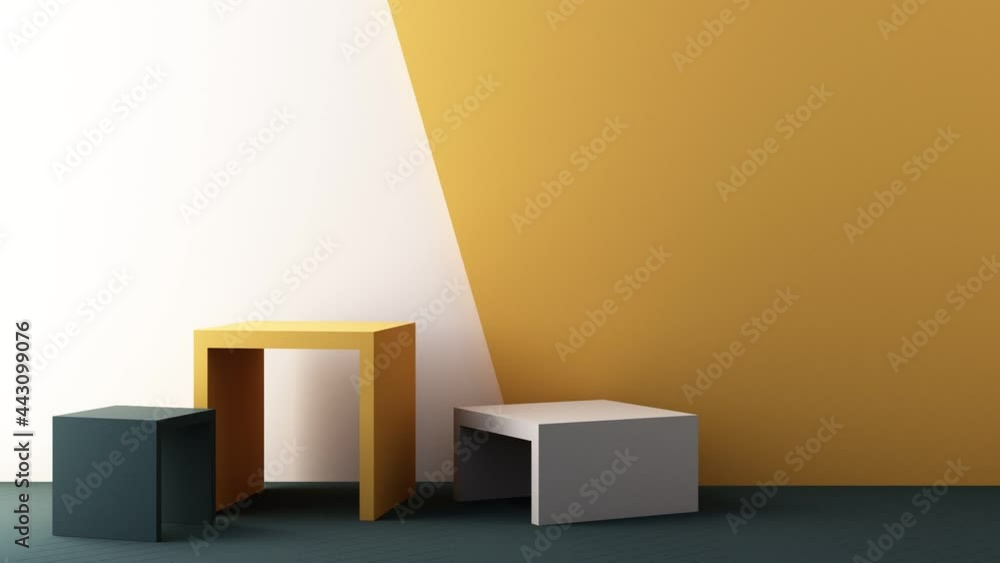 Poster minimal abstract geometric background with direct sunlight in shades of green and yellow. showcase s