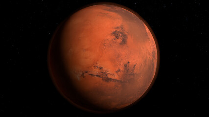 Obraz na płótnie Canvas Vista desde el espacio de Marte con estrellas de fondo. 