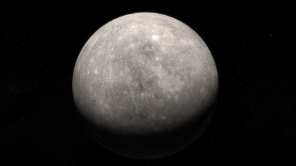 Vista desde el espacio de Mercurio con estrellas de fondo.	 - obrazy, fototapety, plakaty
