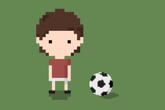 Football Player, Soccer, Icon In 8 Bit Style