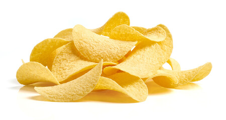 Potato chips isolated on white background