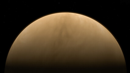Vista desde el espacio de Venus con estrellas de fondo. 