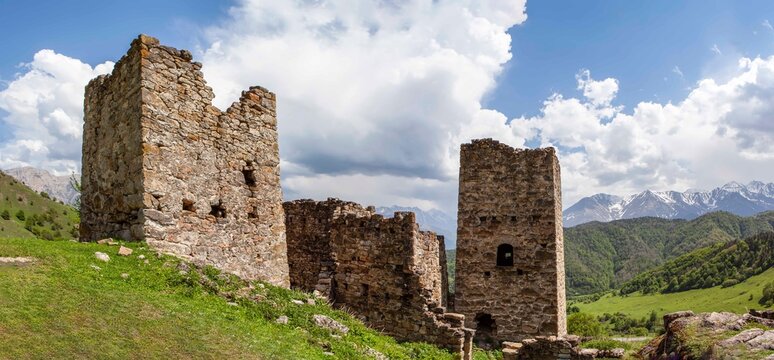Ruins of the tower city-settlement of Keli. Dzheyrakh region. The Republic of Ingushetia. Russia