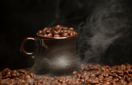 image of coffee mug dark background 