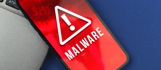 A smartphone screen with detected malware software, waring of cyber crime
