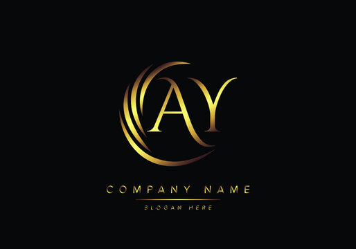 alphabet letters AY monogram logo, gold color elegant classical