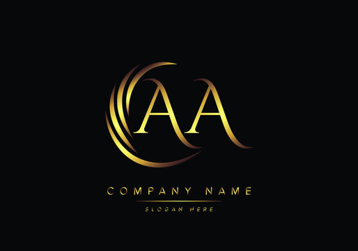 alphabet letters AA monogram logo, gold color elegant classical