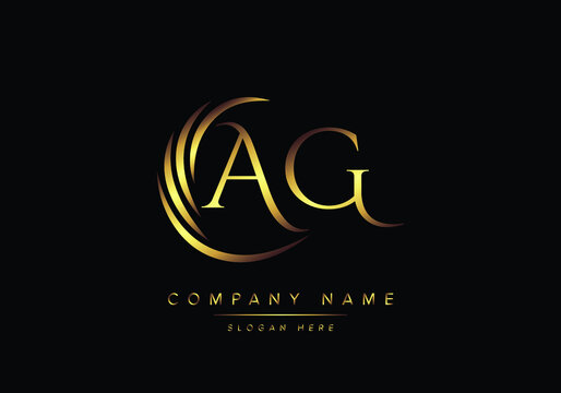alphabet letters AG monogram logo, gold color elegant classical