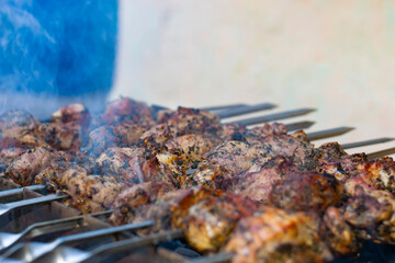Barbecue. Meat that is fried on coals with smoke