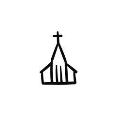 Hand drawn church. Simple vector icon