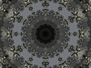 Hexagonal radial symmetrical kaleidoscopic mandala background