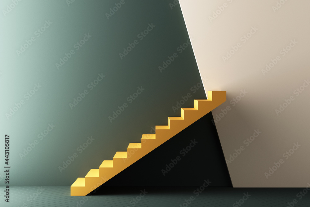 Fototapete minimal abstract geometric background with direct sunlight in shades of green and yellow. showcase s
