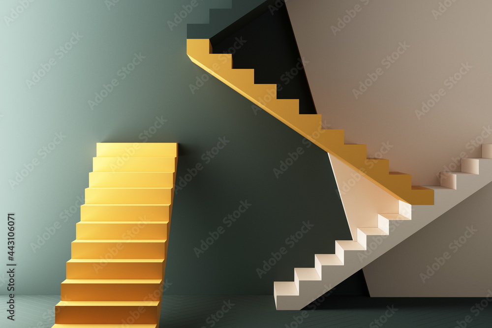 Poster minimal abstract geometric background with direct sunlight in shades of green and yellow. showcase s