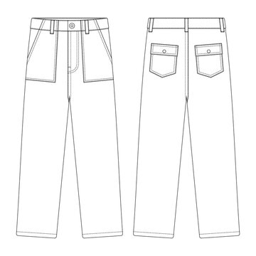 Template fatigue pants vector illustration flat design outline clothing