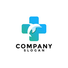 Dolphin fish and medical logo simple and colorful is perfect for your business symbol