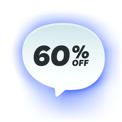 60% off mega discount sale sticker, ad offer on shopping day.  Vector illustration of discount offer price label isolated on white background