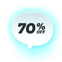 70% off mega discount sale sticker, ad offer on shopping day.  Vector illustration of discount offer price label isolated on white background