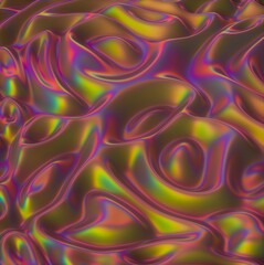 Obraz premium 3D illustration of holographic foil. Iridescent abstract background.