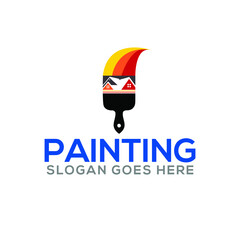 Painting , Painting Brush logo and Real Estate, Property  Homes business logo design
