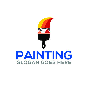 Painting , Painting Brush logo and Real Estate, Property  Homes business logo design
