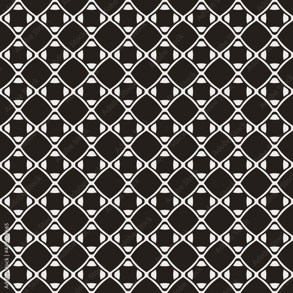 Poster white repeated rhombses. vector black background and simple rhomb ornament.