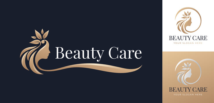 beauty floral hair logo design