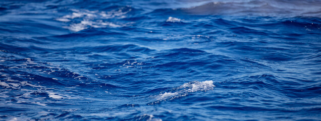 Deep blue ocean surface. Rippled sea water background texture,
