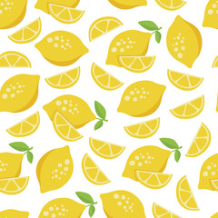 lemon seamless pattern with white background
